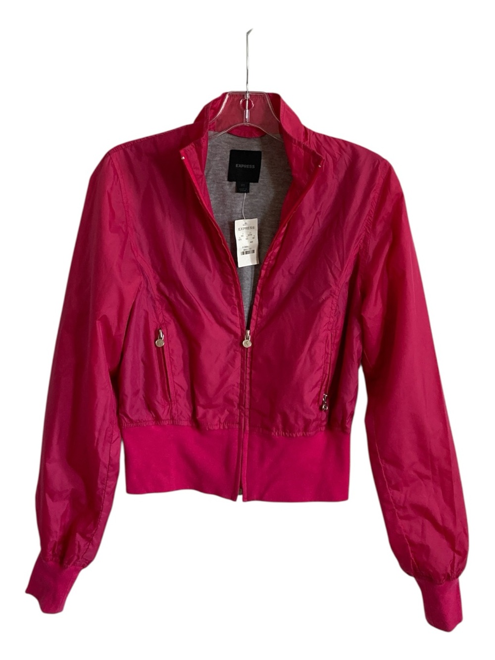 Express Women’s Fuchsia Zip-Front Bomber Jacket